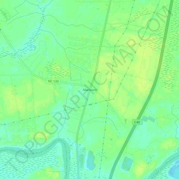 Carte topographique Marlboro, altitude, relief
