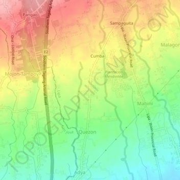 Carte topographique Cumba, altitude, relief
