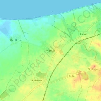 Carte topographique Vierow, altitude, relief
