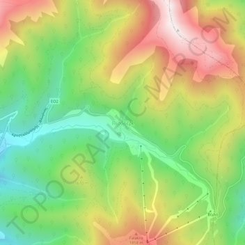 Carte topographique Pisoderi, altitude, relief