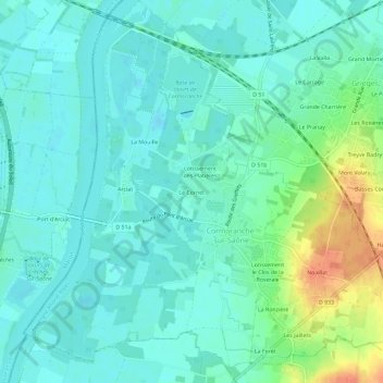 Carte topographique Le Cornet, altitude, relief