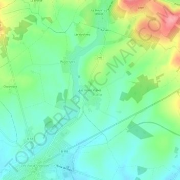 Carte topographique Les Petites Vignes, altitude, relief