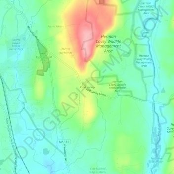 Carte topographique Cold Spring, altitude, relief