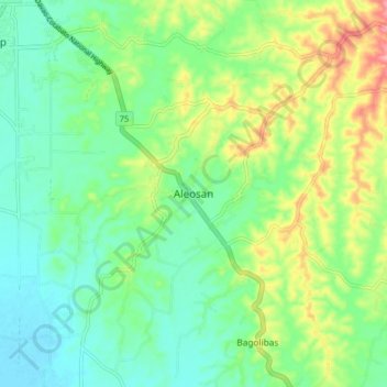 Carte topographique Aleosan, altitude, relief
