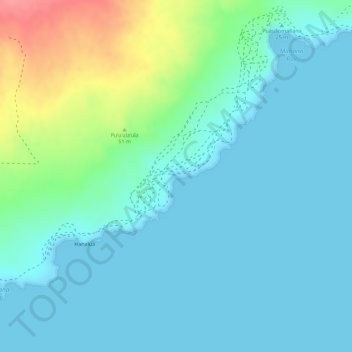 Carte topographique Green Sand Spot, altitude, relief