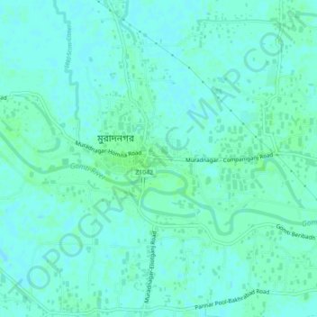Carte topographique Muradnagar, altitude, relief