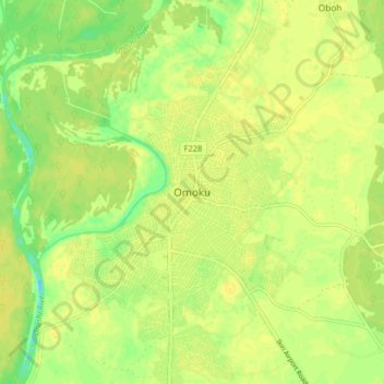 Carte topographique Omoku, altitude, relief