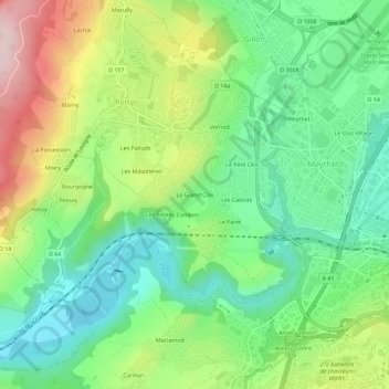 Carte topographique Le Grand Clos, altitude, relief