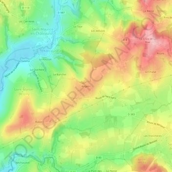 Carte topographique Angelin, altitude, relief