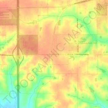 Carte topographique Cumming, altitude, relief