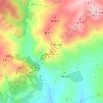 Carte topographique Fortaleza, altitude, relief