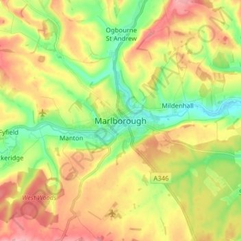 Carte topographique Marlborough, altitude, relief