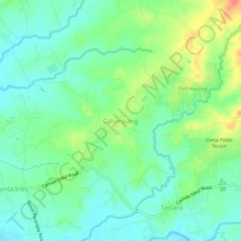 Carte topographique Calumpang, altitude, relief