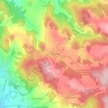 Carte topographique Heinrichschlag, altitude, relief