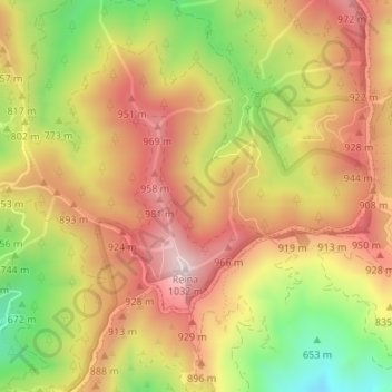 Carte topographique El Mirlo, altitude, relief