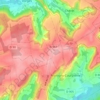 Carte topographique Montbérault, altitude, relief