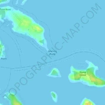 Carte topographique Martins Point, altitude, relief