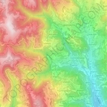 Carte topographique Vanzi, altitude, relief