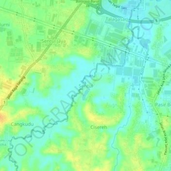 Carte topographique Sentul, altitude, relief
