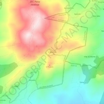 Carte topographique A Martiñá, altitude, relief