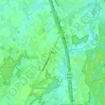 Carte topographique Effen, altitude, relief