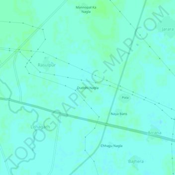 Carte topographique Duddhi Nagla, altitude, relief