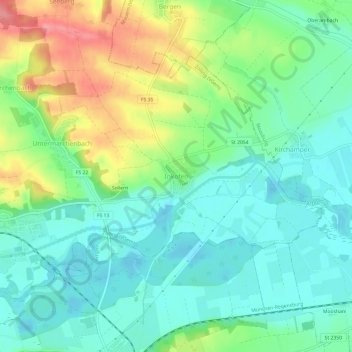 Carte topographique Inkofen, altitude, relief