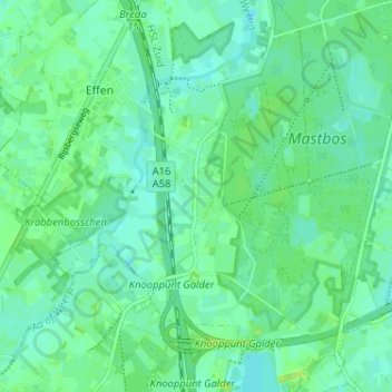 Carte topographique Overa, altitude, relief