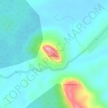Carte topographique Mont Moanda, altitude, relief