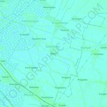 Carte topographique Butuh, altitude, relief