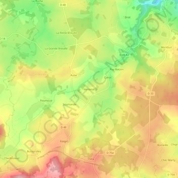 Carte topographique Ventenat, altitude, relief