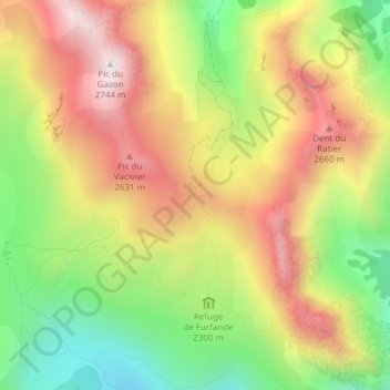 Carte topographique Col de furfande, altitude, relief