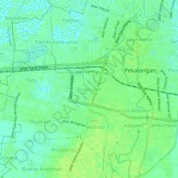 Carte topographique Podosugih, altitude, relief