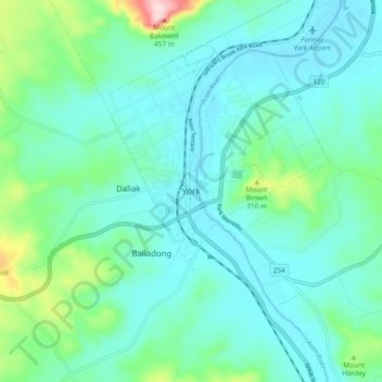 Carte topographique York, altitude, relief