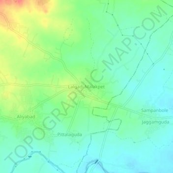 Carte topographique Lalgadi Malakpet, altitude, relief