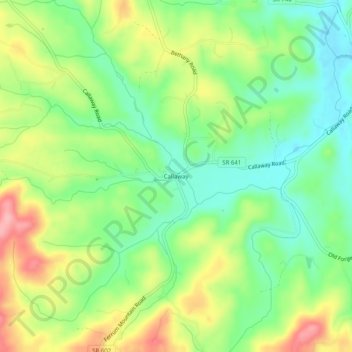 Carte topographique Callaway, altitude, relief