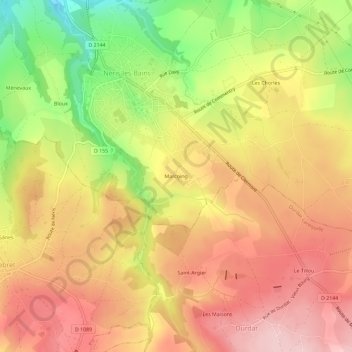 Carte topographique Marcoing, altitude, relief