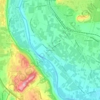 Carte topographique Santa Lucia, altitude, relief