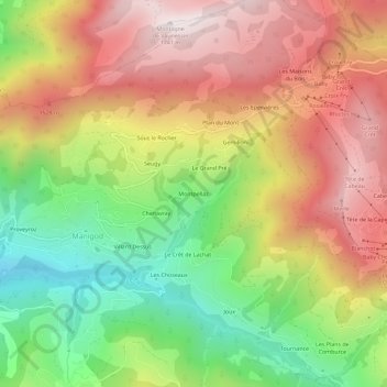 Carte topographique Montpellaz, altitude, relief