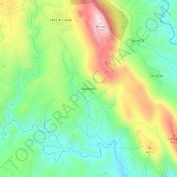 Carte topographique Rabacinas, altitude, relief