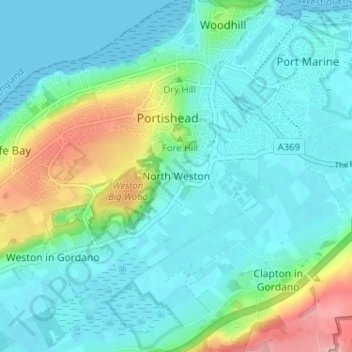 Carte topographique North Weston, altitude, relief
