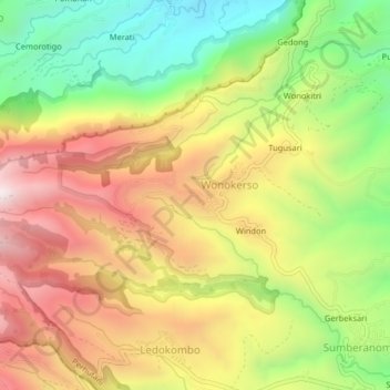 Carte topographique Ledoksari, altitude, relief