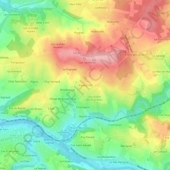 Carte topographique Rieux Cros, altitude, relief