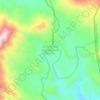 Carte topographique El Potrerillo (Potrerillo del Rincón), altitude, relief