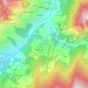 Carte topographique Mansuna, altitude, relief