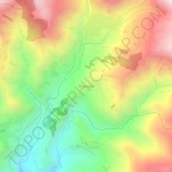 Carte topographique Bilandu, altitude, relief