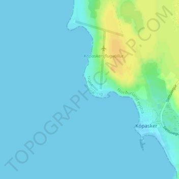 Carte topographique Kópasker, altitude, relief