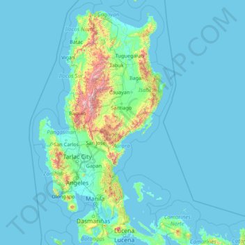 Carte topographique Quirino, altitude, relief