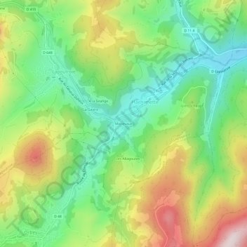 Carte topographique Missevaux, altitude, relief