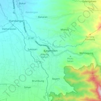 Carte topographique Kasembon, altitude, relief